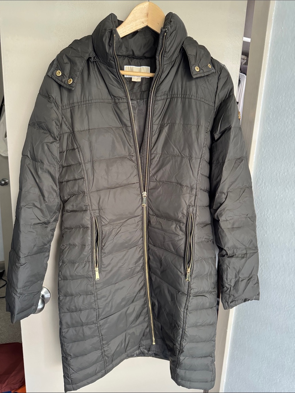 Michael Kors Black Quilted Long Puffer Coat
